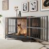 Dog Crate Furniture | 38.9" Wooden Dog Crate Table with Sliding Doors & Iron Frame