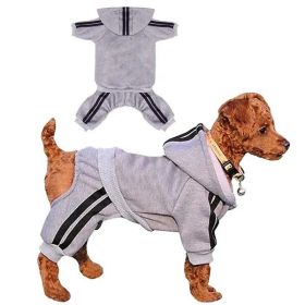 Striped Dog Hoodie and Sweatpants Set – Casual Gray Outfit for Small Dogs (Small)