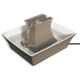 Drinkwell Taupe Stoneware Pagoda Fountain – Elegant & Functional Water Fountain for Pets