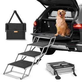 VEVOR 4-Step Folding Dog Car Stairs – Heavy-Duty Aluminum Pet Steps (Up to 250 lbs)