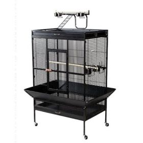 Select Wrought Iron Play Top Parrot Cage | Spacious & Secure Bird Home (Option: Chalk White)