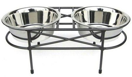 Mesh Elevated Double Dog Bowl – Durable & Comfortable Feeding Solution (Option: Medium/White)