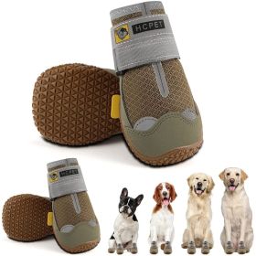 TrekGuard Waterproof Dog Boots – Breathable Anti-Slip Paw Protectors, 4PCS, Sizes #1–#8 (Color: Khaki-waterproof, size: #5 (width 2.16 inch) for 40-58 lbs)