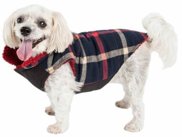 Pet Life ‘Allegiance’ Plaid Insulated Dog Coat | Classic & Cozy Winter Jacket (Color: Blue, size: large)