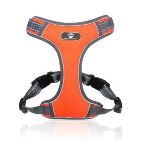 Breathable Mesh Dog Harness / Reflective No-Pull Vest with Traction Rope (colour: orange, Specification (L * W): L (32-55 kg))