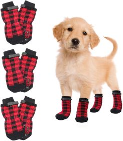 Christmas Anti-Slip Dog Socks | Waterproof Paw Protectors with Reflective Straps (4pcs) (colour: Black dog claw, size: L (4 pieces))