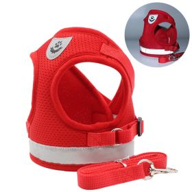 Breathable Reflective Dog Harness & Leash Set / No-Pull Chest Strap Vest (colour: red, Specification (L * W): XL)