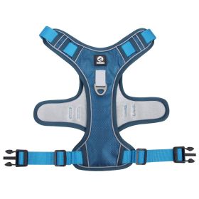 Heavy-Duty No-Pull Dog Harness & Reflective Leash | Strong & Secure for Large Dogs (colour: Lake blue, Specification (L * W): M)