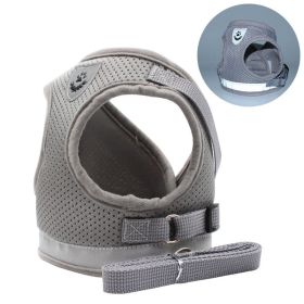 Breathable Reflective Dog Harness & Leash Set / No-Pull Chest Strap Vest (colour: silver grey, Specification (L * W): XS)