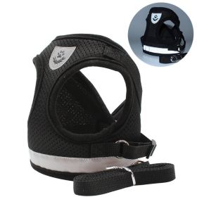 Breathable Reflective Dog Harness & Leash Set / No-Pull Chest Strap Vest (colour: black, Specification (L * W): XS)