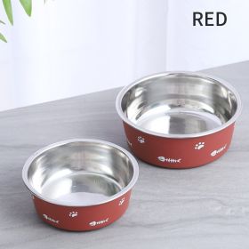 Heavy Duty Stainless Steel Dog and Cat Bowl – Non-Skid, Durable Pet Feeder (Color: Red, size: M)