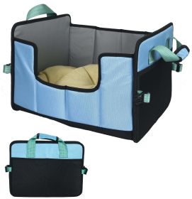 Pet Life ‘Travel-Nest’ Folding Travel Bed | Cozy & Portable for Cats & Dogs (Color: Blue, size: large)