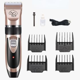 Rechargeable Dog Grooming Clippers | Low-Noise Trimmer Set for Thick Coats (Color: gold)