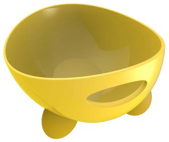 Pet Life 'Modero' Tilted Dog Bowl – Modern, Ergonomic Design & Dishwasher Safe (Color: Yellow)