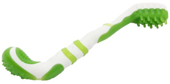 Pet Life ‘Dental-Brush’ TPR Dog Toothbrush & Chew Toy | Durable & Fun (Color: Green)