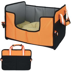 Pet Life ‘Travel-Nest’ Folding Travel Bed | Cozy & Portable for Cats & Dogs (Color: Orange, size: small)