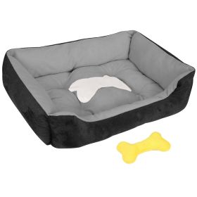 Soft Fleece Pet Bed | Warm & Cozy Nest Cushion for Dogs & Cats (S Size) (Color: Black, size: S)