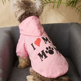 I Love My Mom Pet Hoodie – Cute & Cozy Apparel for Small & Medium Dogs & Cats (Color: Pink, size: M)