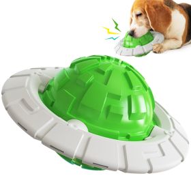 Interactive Flying Saucer Dog Toy | Sound, Molar & Toothbrush Training Fun (Color: Green)