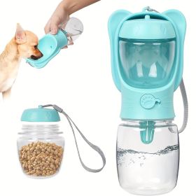 2-in-1 Dog Water Bottle – Leak-Proof Portable Water Dispenser with Food Container (Color: Green, size: 350ML)