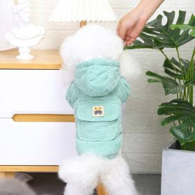 Warm Dog Clothing | Plush Corduroy Cotton-Padded Winter Outfit for Pets (colour: Starter Edition - Green, size: XL)