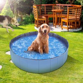 Foldable Pet Swimming Pool | PVC Dog & Kiddie Pool for Bathing & Play (Color: Blue)