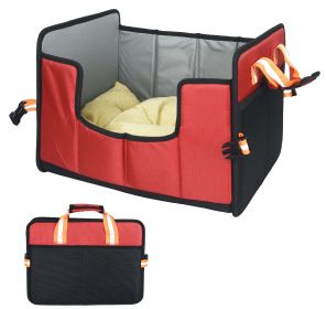 Pet Life ‘Travel-Nest’ Folding Travel Bed | Cozy & Portable for Cats & Dogs (Color: Red, size: large)