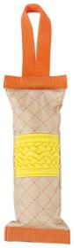 Pet Life ‘Quash’ Crackling Dog Toy | Water Bottle Inserting Nylon & Rubber Chew Toy (Color: Orange / Yellow)