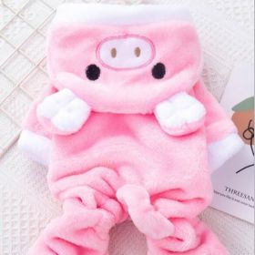 Piggy Shaped Winter Warm Plush Pet Outfit / Cozy & Cute Cold-Weather Wear for Dogs (Color: Pink, size: XL)