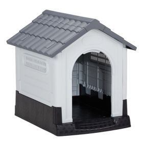 Outdoor Doghouse with Air Vents & Elevated Floor | Weather-Resistant Shelter for Dogs (Color: as picture)