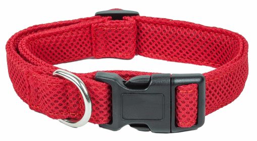 Pet Life 'Aero Mesh' Dual-Sided Adjustable Mesh Dog Collar – Breathable & Comfortable 360° Design (Color: Red, size: medium)