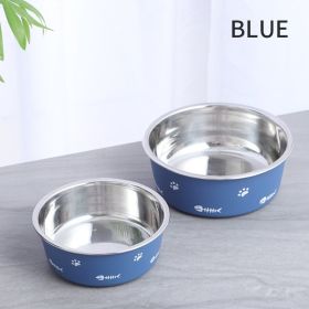 Heavy Duty Stainless Steel Dog and Cat Bowl – Non-Skid, Durable Pet Feeder (Color: Blue, size: L)