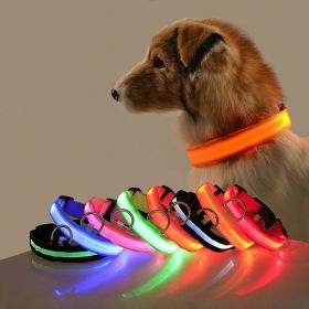 Glow-In-The-Dark LED Pet Collar – USB Rechargeable Light-Up Collar for Dogs & Cats (Color: Orange, size: S)
