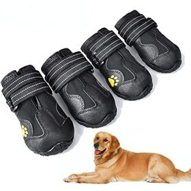 Waterproof Dog Boots | Reflective Anti-Slip Dog Shoes for Medium Dogs (4PCS) (Color: Black, size: Size 2)
