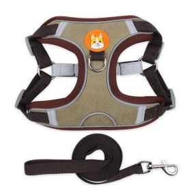 Reflective Dog Harness & Leash Set / No-Pull Chest Strap for All Dog Sizes (colour: Brown, Specification (L * W): M)