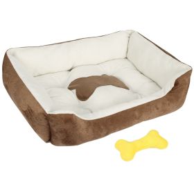 Soft Fleece Pet Bed | Warm & Cozy Nest Cushion for Dogs & Cats (S Size) (Color: Brown, size: S)