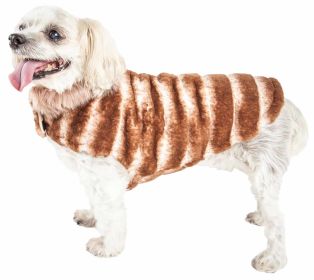 Pet Life Luxe ‘Tira-Poochoo’ Tiramisu Mink Dog Coat | Luxurious & Stylish Winter Jacket (size: medium)