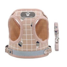 Dog Harness & Leash Set Breathable & Reflective No-Pull Vest (colour: Powder lattice, Specification (L * W): XL)