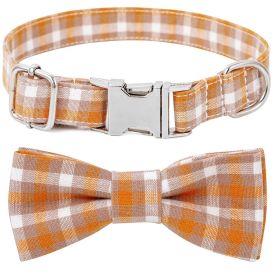 Plaid Dog Collar with Bow | Adjustable & Comfy Bowtie Collar for Dogs (colour: Style 2, size: S 2.0x40cm)