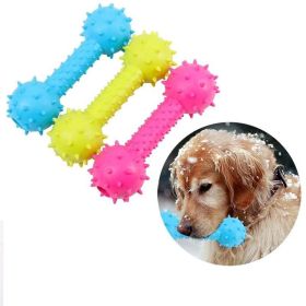 Durable Rubber Thorn Bone Dog Toy – Molar Training Toy for Small Dogs (Color: Blue)