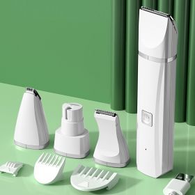 Dog Grooming Kit & Clipper Set | 4 Cutter Heads, 4 Guide Combs & Nail Grinder (Color: White)