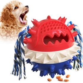 Interactive Squeaky Treat & Chew Toy with Rope | Durable for Aggressive Chewers (Color: Blue)