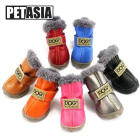 Winter Pet Dog Shoes | Warm & Waterproof Snow Boots for Small Dogs (4PCS Set) (Color: Navy Blue, size: M (3))