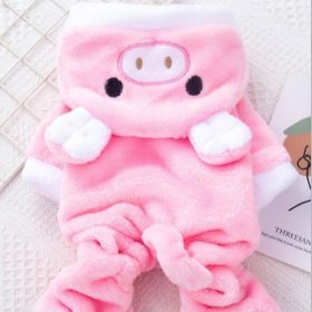 Piggy Shaped Winter Warm Plush Pet Outfit / Cozy & Cute Cold-Weather Wear for Dogs (Color: Pink, size: XXL)