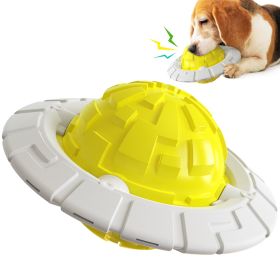 Interactive Flying Saucer Dog Toy | Sound, Molar & Toothbrush Training Fun (Color: Yellow)