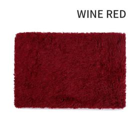 Ultra Soft Dog Bed & Matching Cover | Washable Plush Crate Pad with Non-Slip Bottom (Color: Wine Red, size: S)