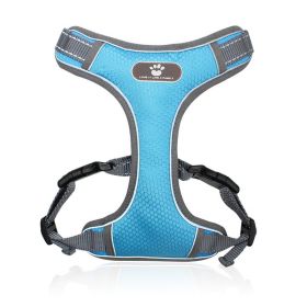 Breathable Mesh Dog Harness / Reflective No-Pull Vest with Traction Rope (colour: Light blue, Specification (L * W): S (6-12 kg))