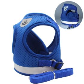 Breathable Reflective Dog Harness & Leash Set / No-Pull Chest Strap Vest (colour: Blue, Specification (L * W): XL)