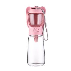 2-in-1 Dog Water Bottle – Leak-Proof Portable Water Dispenser with Food Container (Color: Pink, size: 550ml)