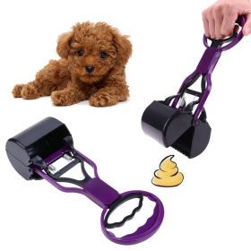 Long-Handle Pooper Scooper | Easy Jaw-Style Waste Pickup for Dogs & Cats (Color: Purple)